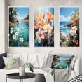 thumbnail image 1 of Designart "Lakeside Plumeria Paradise" Floral & Botanical Framed Wall Art Set Of 3 - White Plumeria Frame Gallery Set For Office Decor, 1 of 7