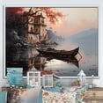 thumbnail image 1 of Designart "Lakeside Serenity in Italy" Landscapes Floater Framed Wall Art Living Room, 1 of 7