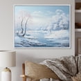 thumbnail image 1 of Designart "Lakeside Winter Dreams" Snow Floater Framed Wall Decor, 1 of 5