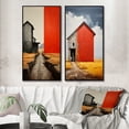 thumbnail image 1 of Designart "Landscape Barns Rural Collage V" Barns Framed Wall Art Set Of 2 - Red Architecture Framed Canvas Set For Living Room Decor, 1 of 7