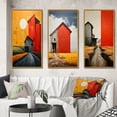 thumbnail image 1 of Designart "Landscape Barns Rural Collage VI" Farmhouse Framed Wall Art Set Of 3 - Red Barns Frame Gallery Wall Set For Home Decor, 1 of 7