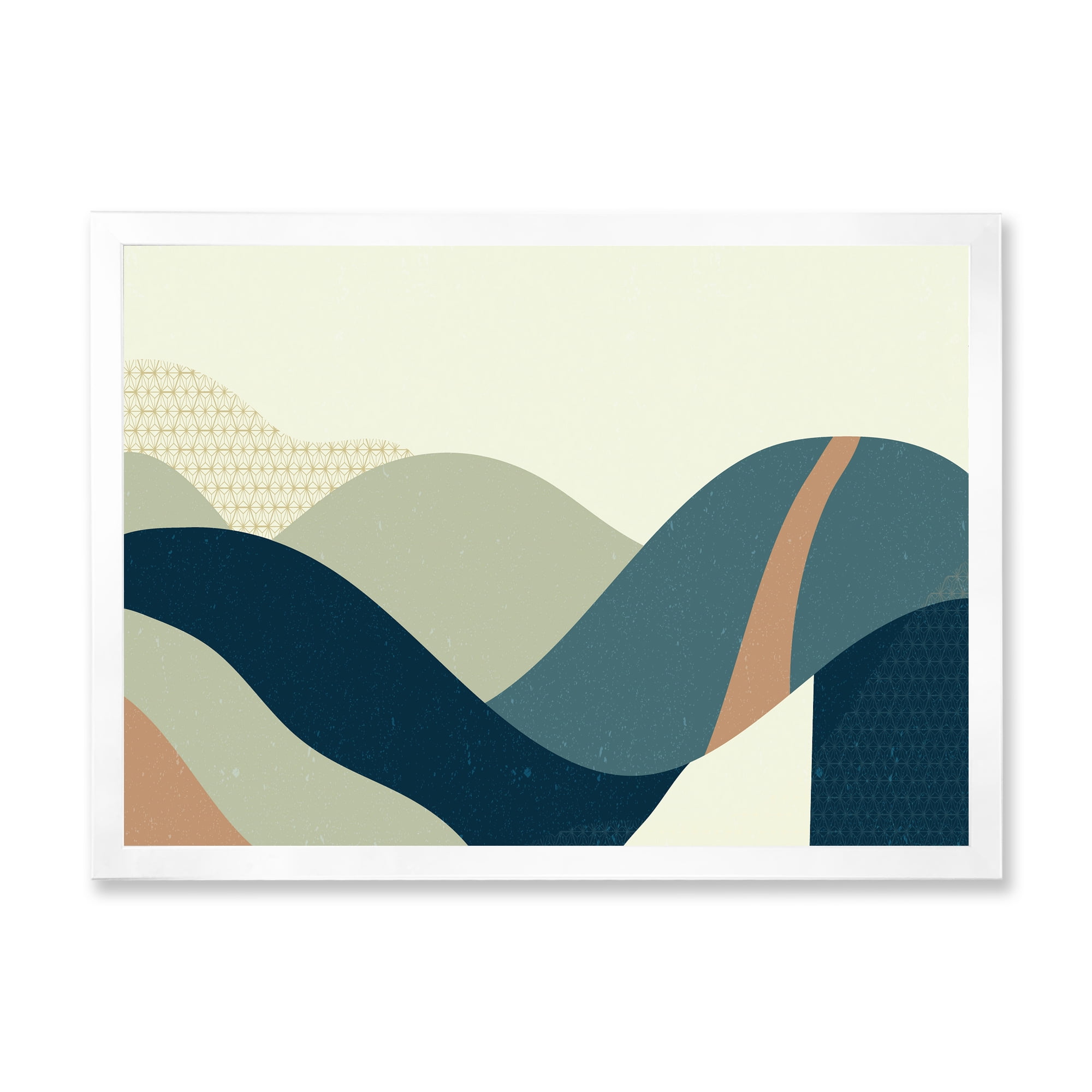Designart 'Landscape With Hills Abstract Geometric Art' Modern Framed Art Print