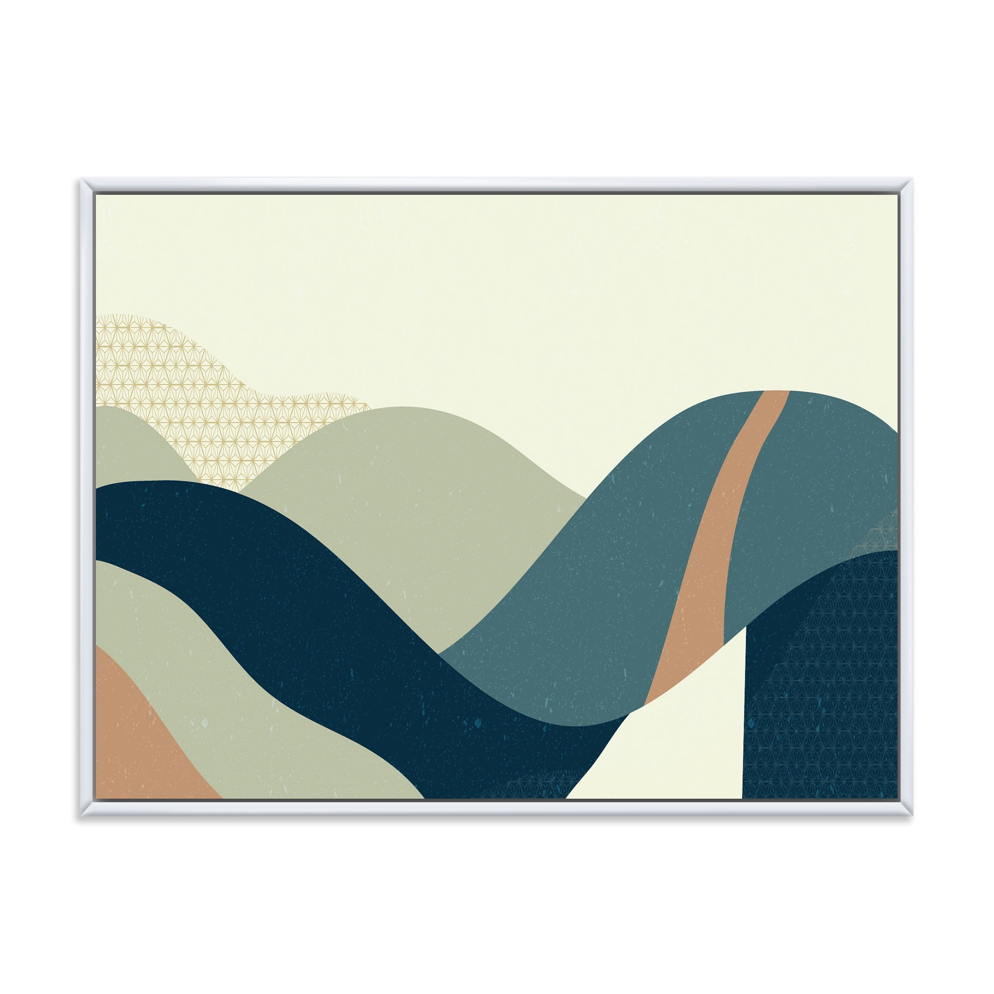 Designart 'Landscape With Hills Abstract Geometric Art' Modern Framed Canvas Wall Art Print