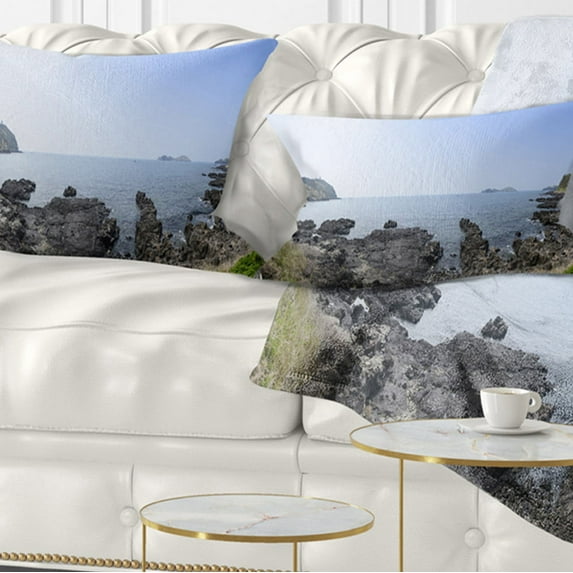 Designart Landscape of Olle Walking Path - Oversized Beach Throw Pillow - 12x20