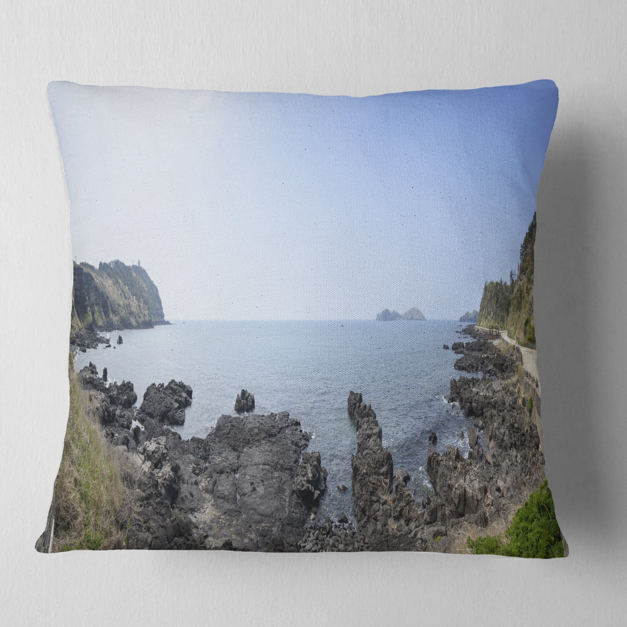 Designart Landscape of Olle Walking Path - Oversized Beach Throw Pillow - 18x18