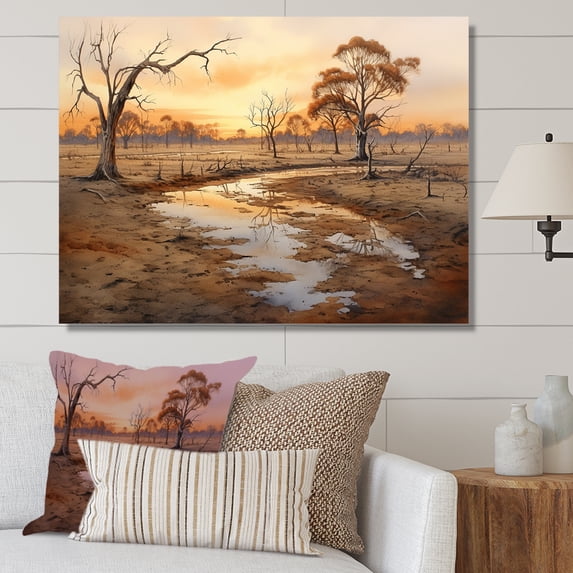 Designart "Landscape of the Australian Outback VI" Landscapes Wall Art - Traditional Brown Australia Bedroom Canvas Wall Art