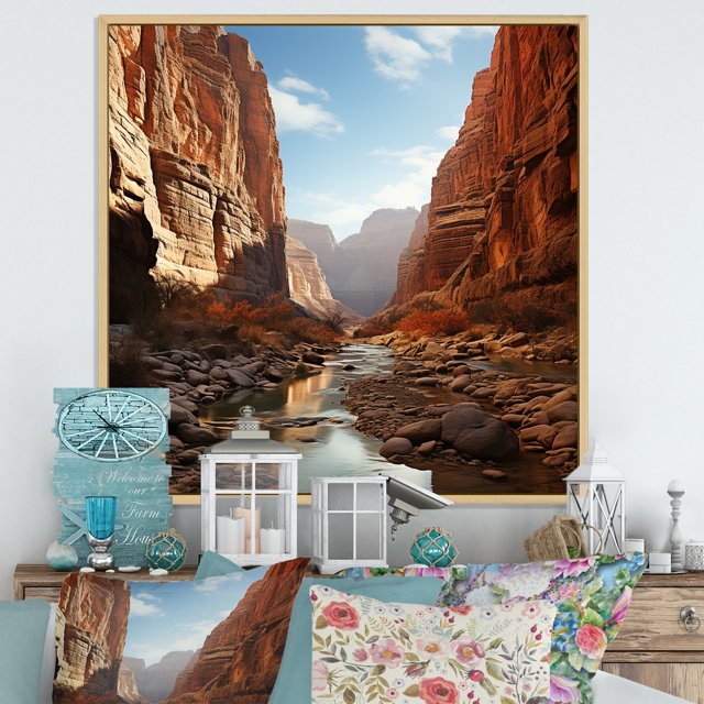 Designart "Landscape of the Desert Canyon I" Food & Beverage Framed