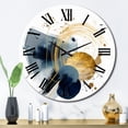 thumbnail image 1 of Designart "Landscape with Dark Blue and Gold Strokes III" Modern Geometric Oversized Wall Clock, 1 of 5