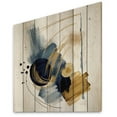 thumbnail image 1 of Designart "Landscape with Dark Blue and Gold Strokes VI" Modern Geometric Print on Natural Pine Wood, 1 of 5