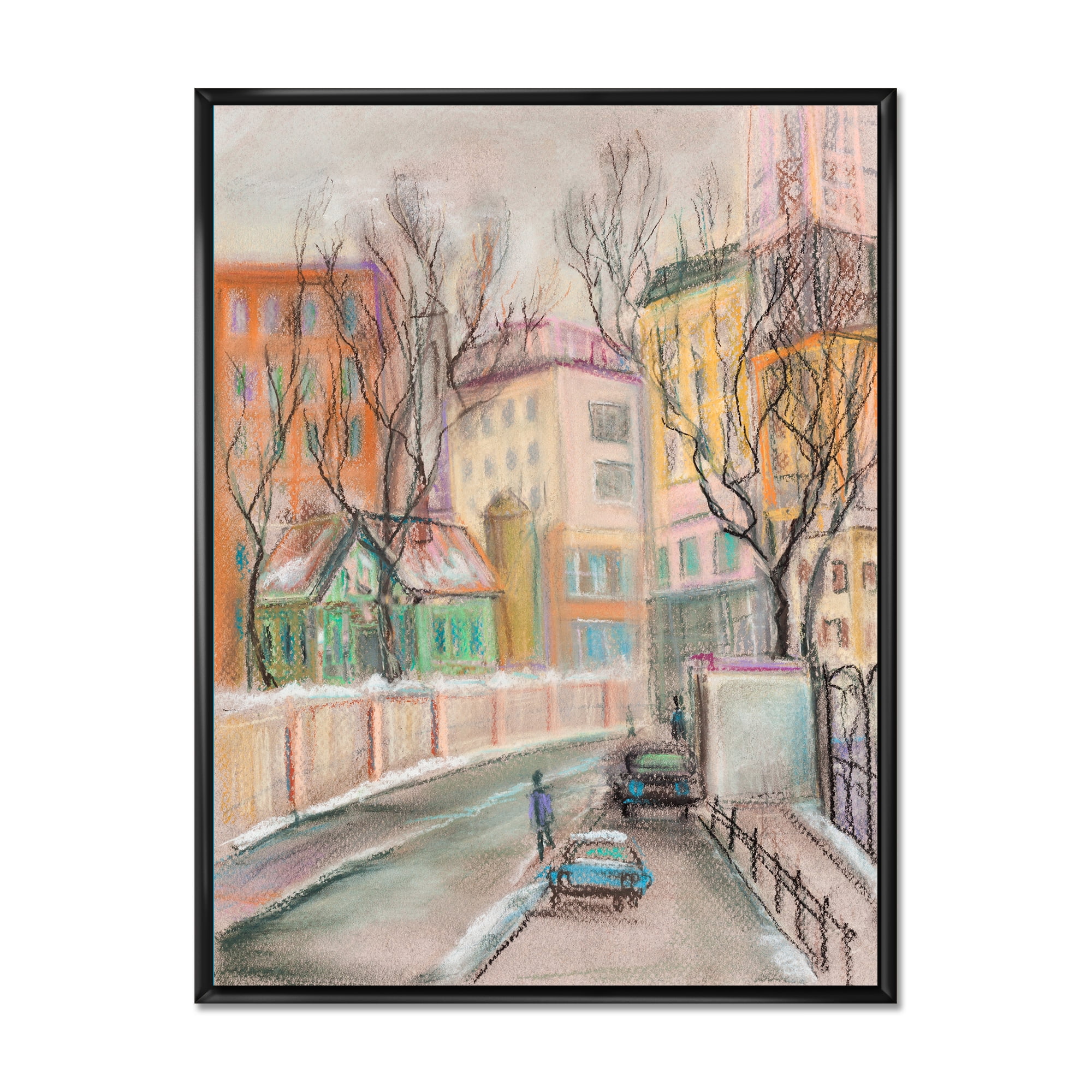 Designart 'Lanes In Moscow Cityscape' Traditional Framed Canvas Wall Art Print