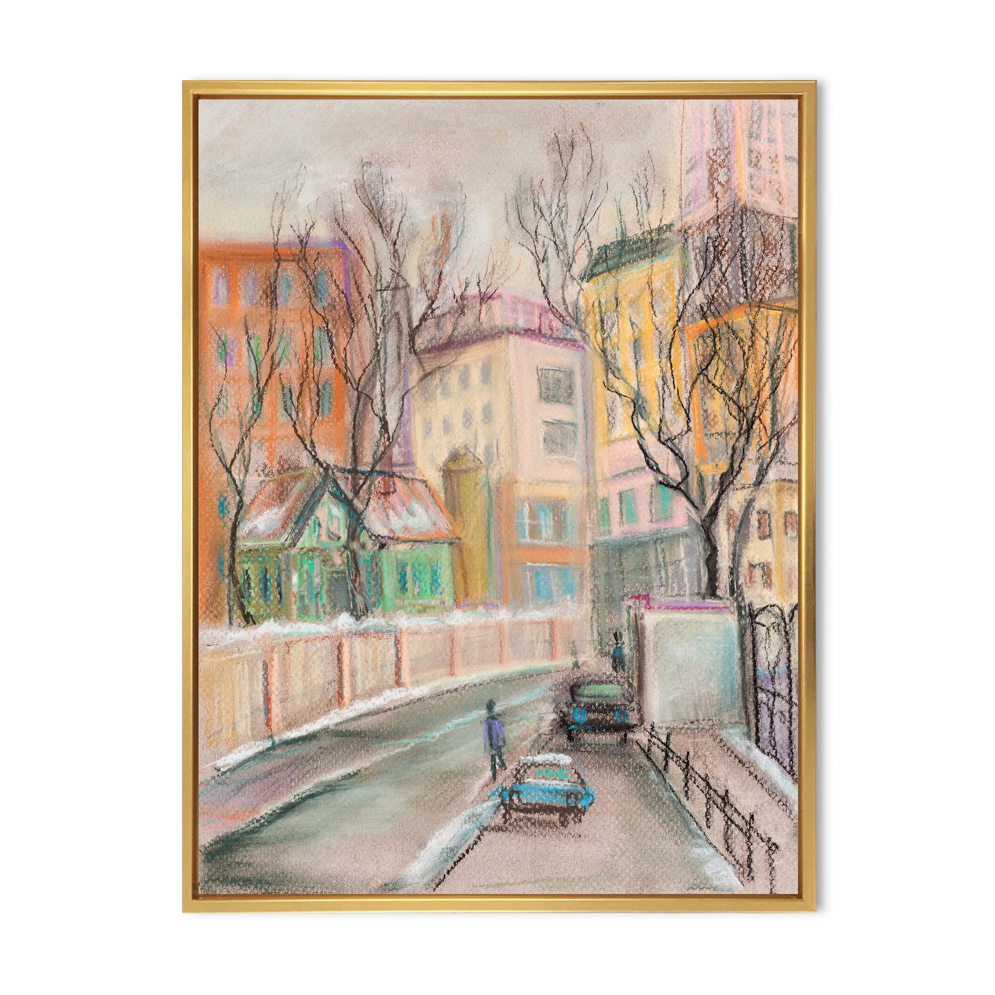 Designart 'Lanes In Moscow Cityscape' Traditional Framed Canvas Wall Art Print