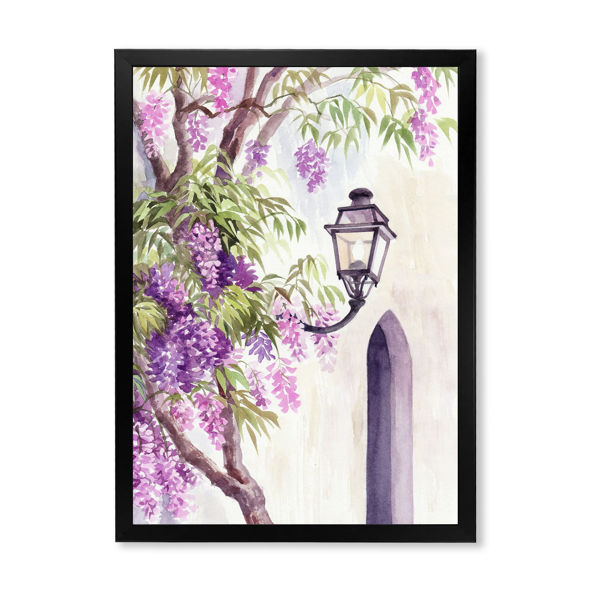 Designart 'Lantern and Wisteria' Traditional Framed Art Print