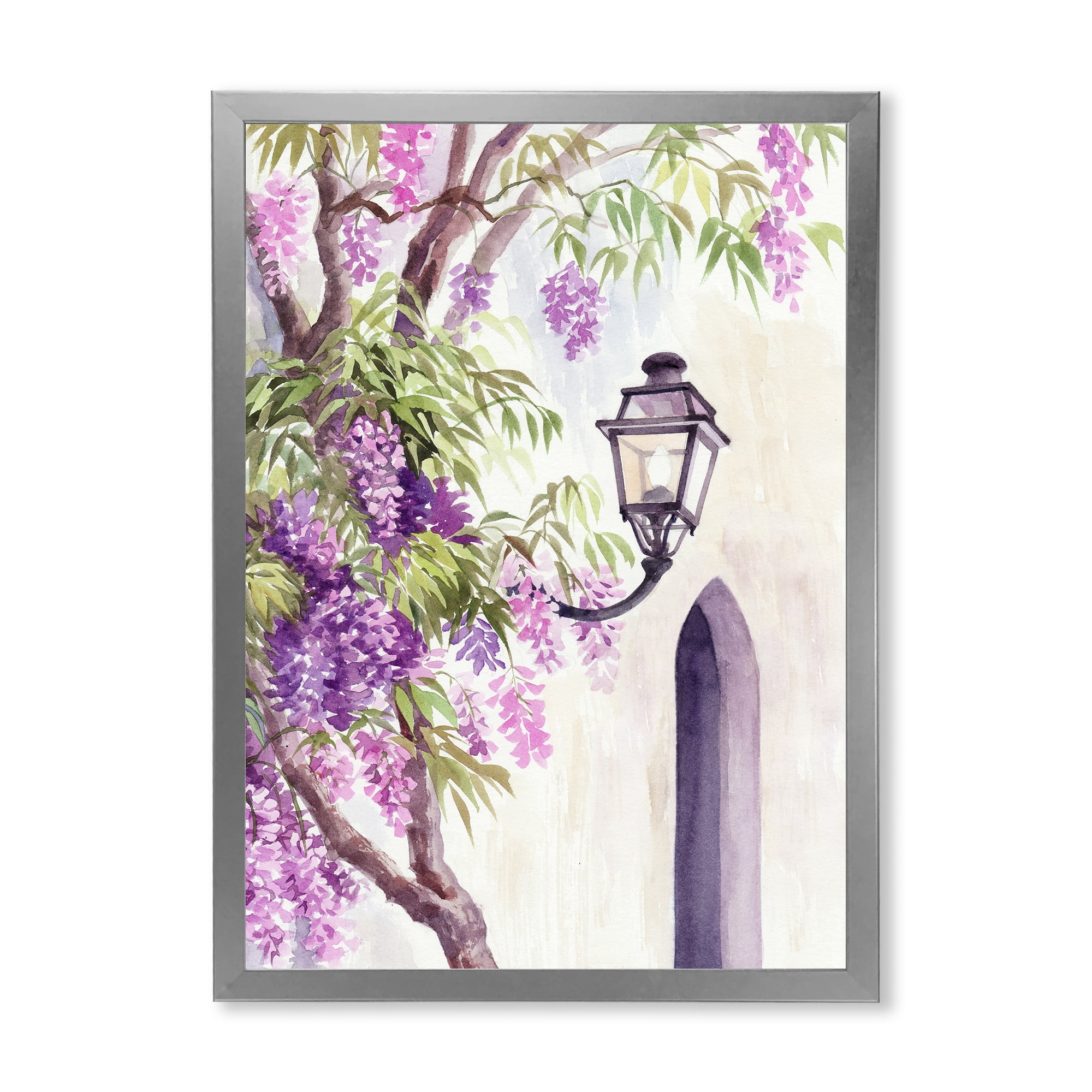 Designart 'Lantern and Wisteria' Traditional Framed Art Print