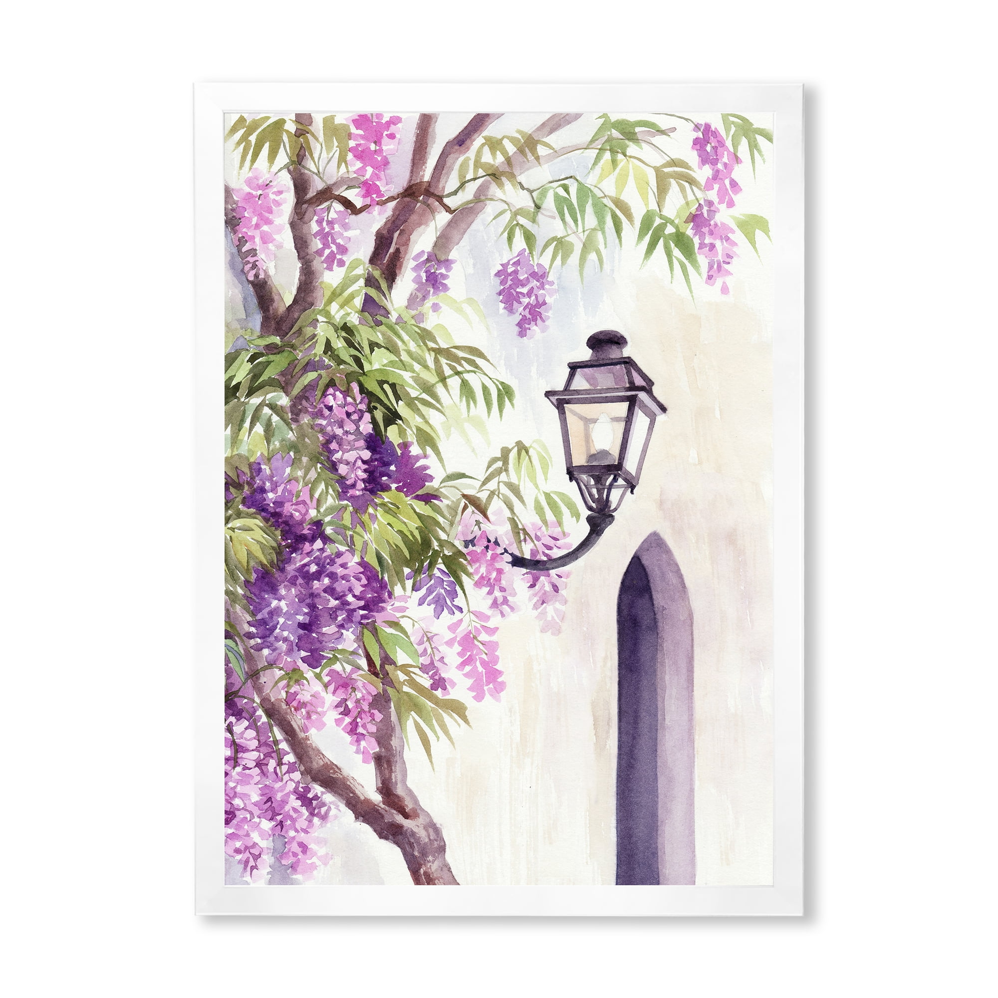 Designart 'Lantern and Wisteria' Traditional Framed Art Print