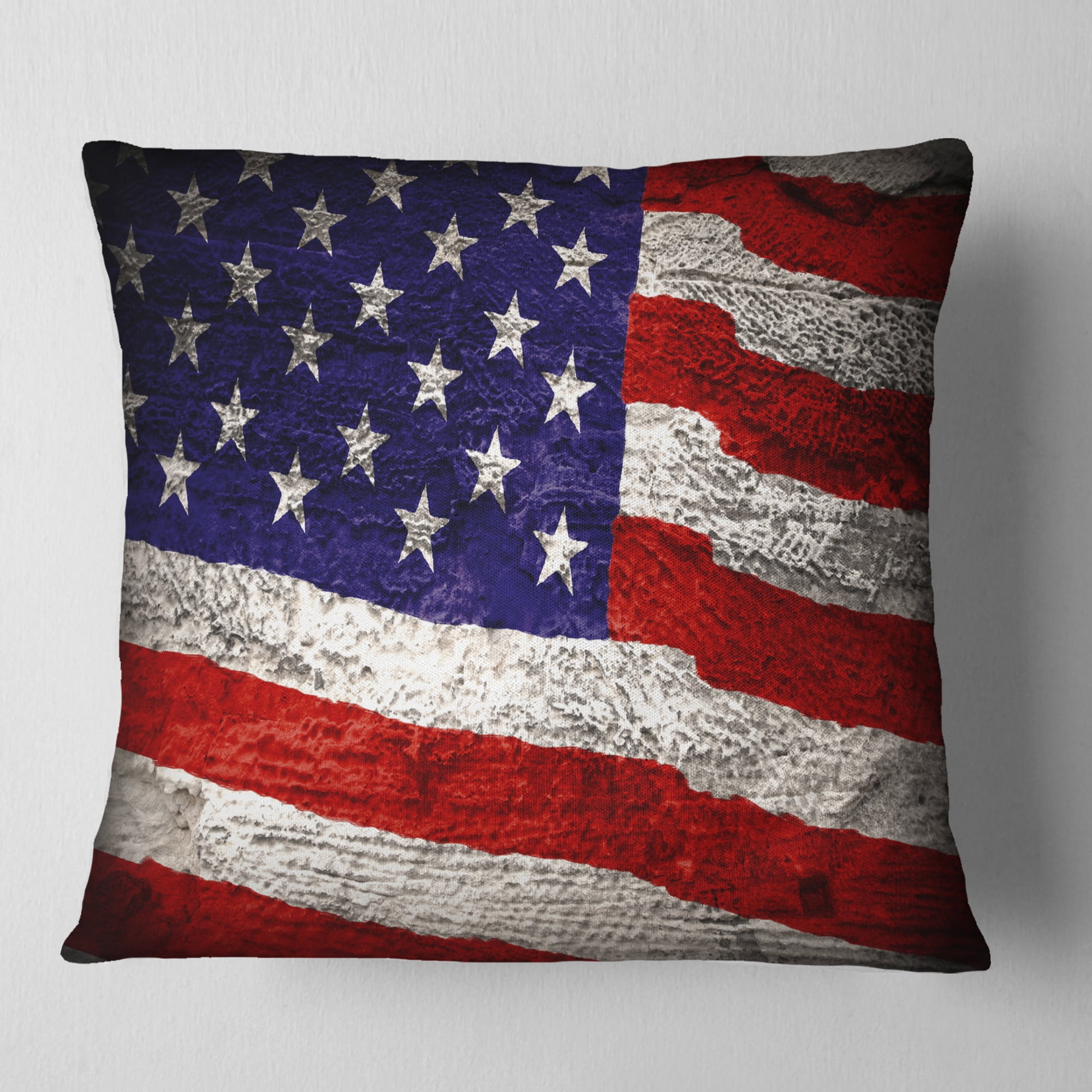 Designart Large American Flag Watercolor - Abstract Throw Pillow - 16x16