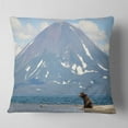 thumbnail image 1 of Designart Large Bear in Front of Volcano - Landscape Printed Throw Pillow - 18x18, 1 of 4