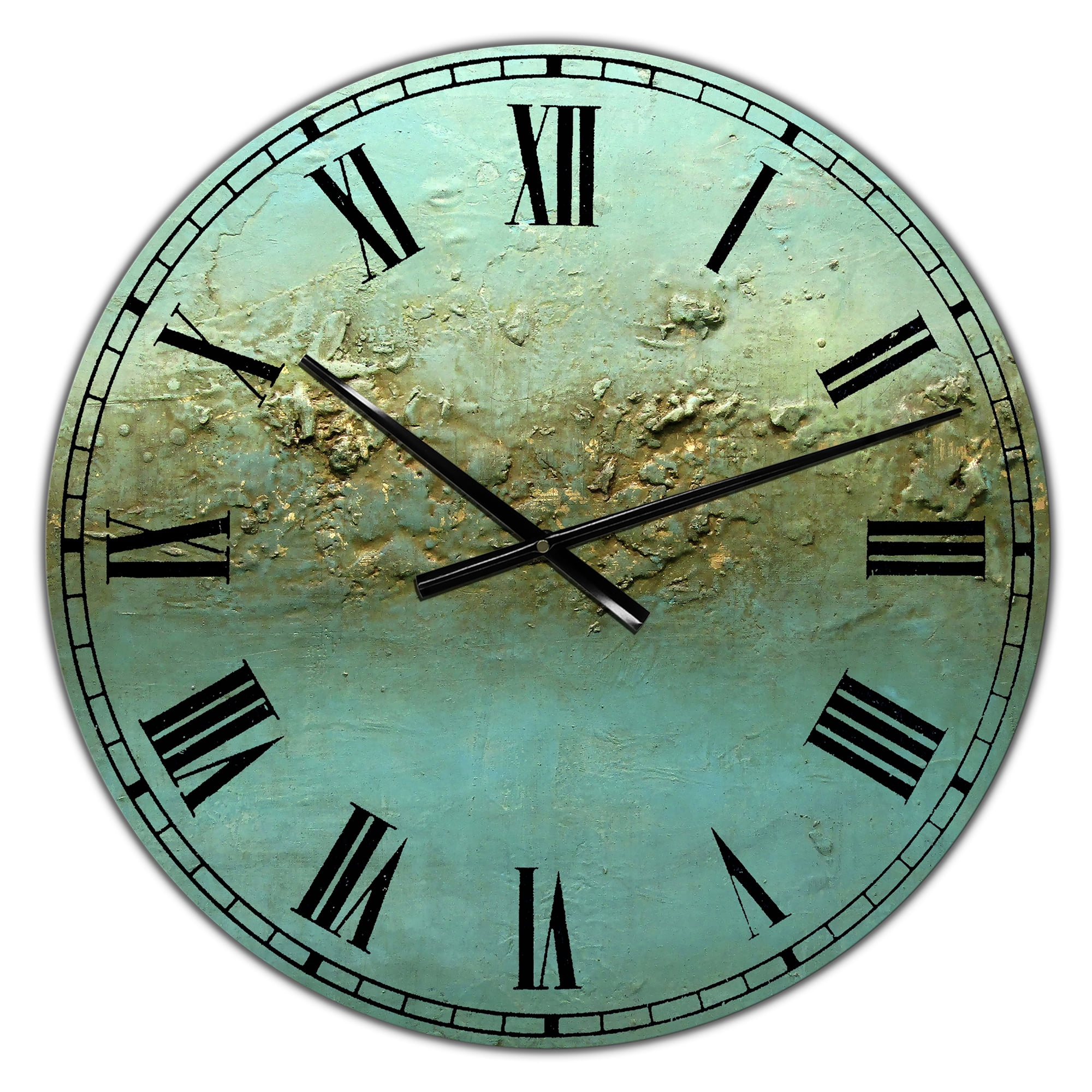 Designart Large Blue Analog Round Contemporary/Modern Wall Clocks, CLM25573-C23