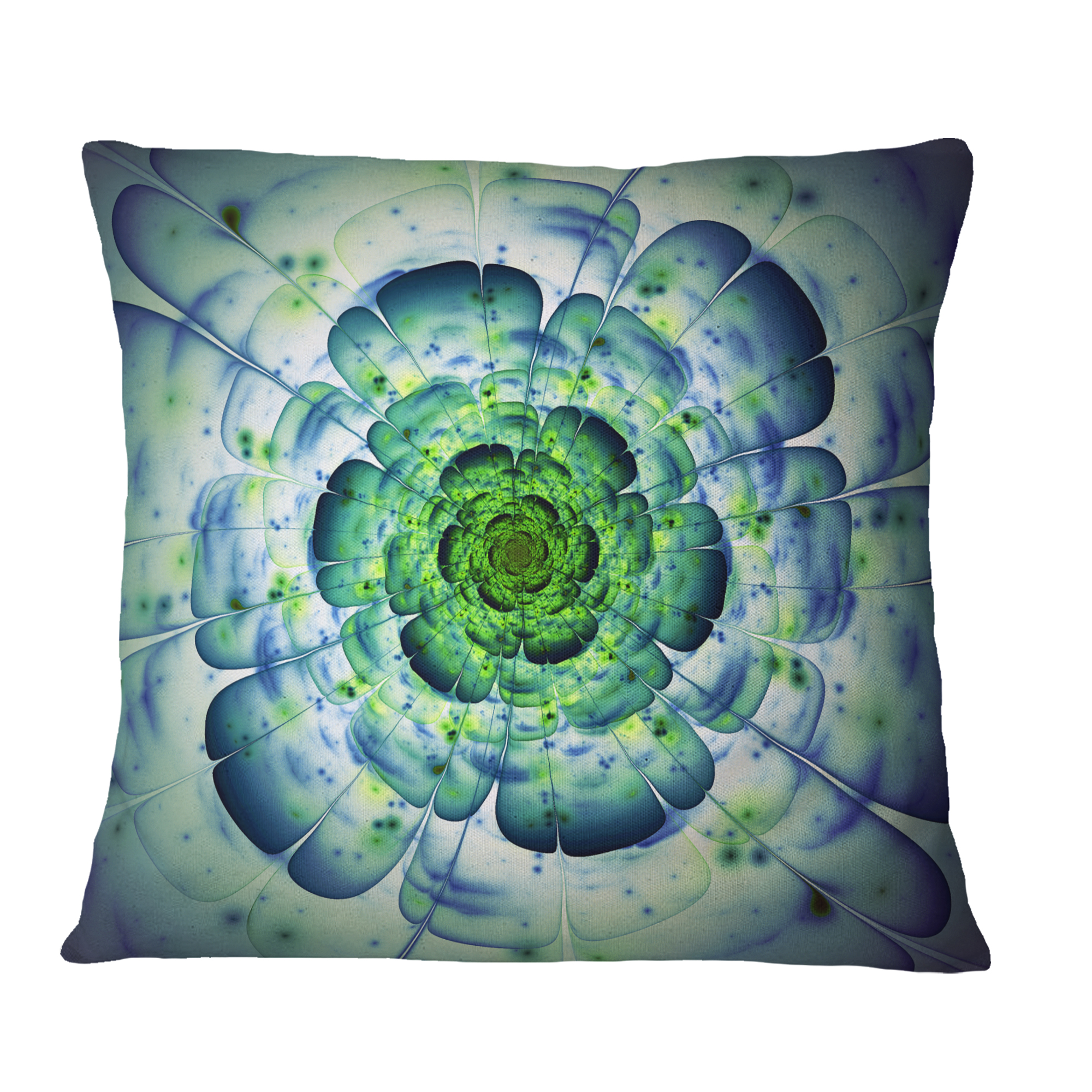Designart Large Blue Mandala Fractal Flower - Floral Throw Pillow - 16x16