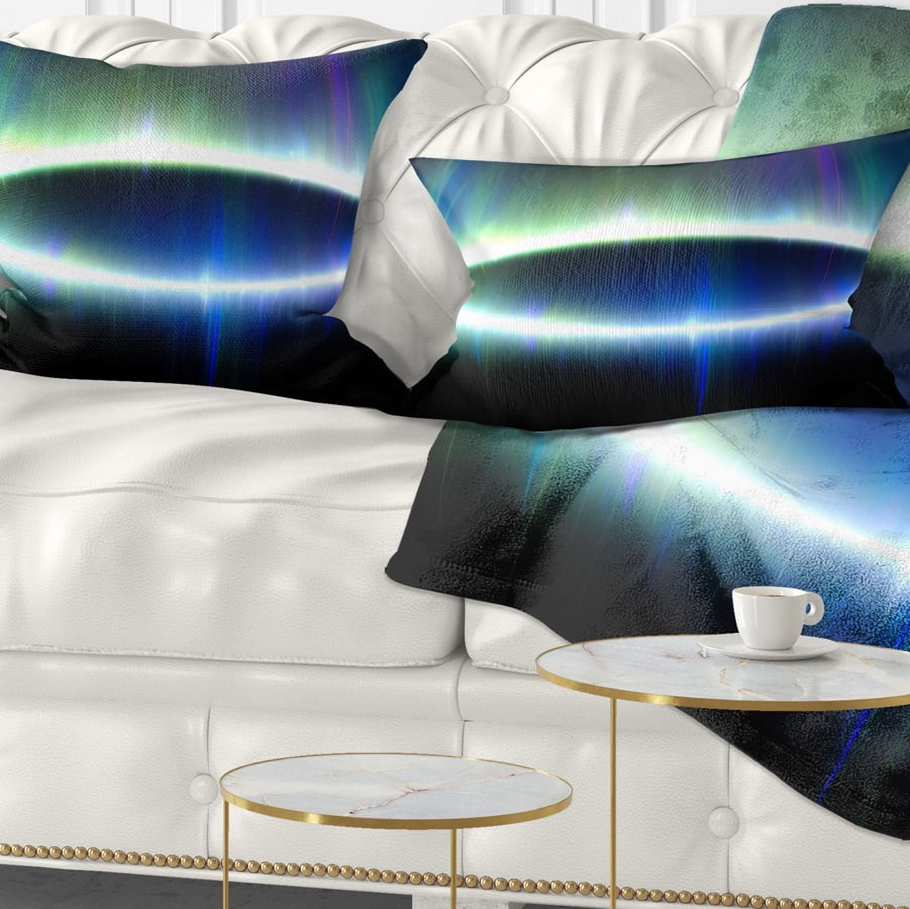 Designart Large Blue Oval Fractal Light - Abstract Throw Pillow - 12x20