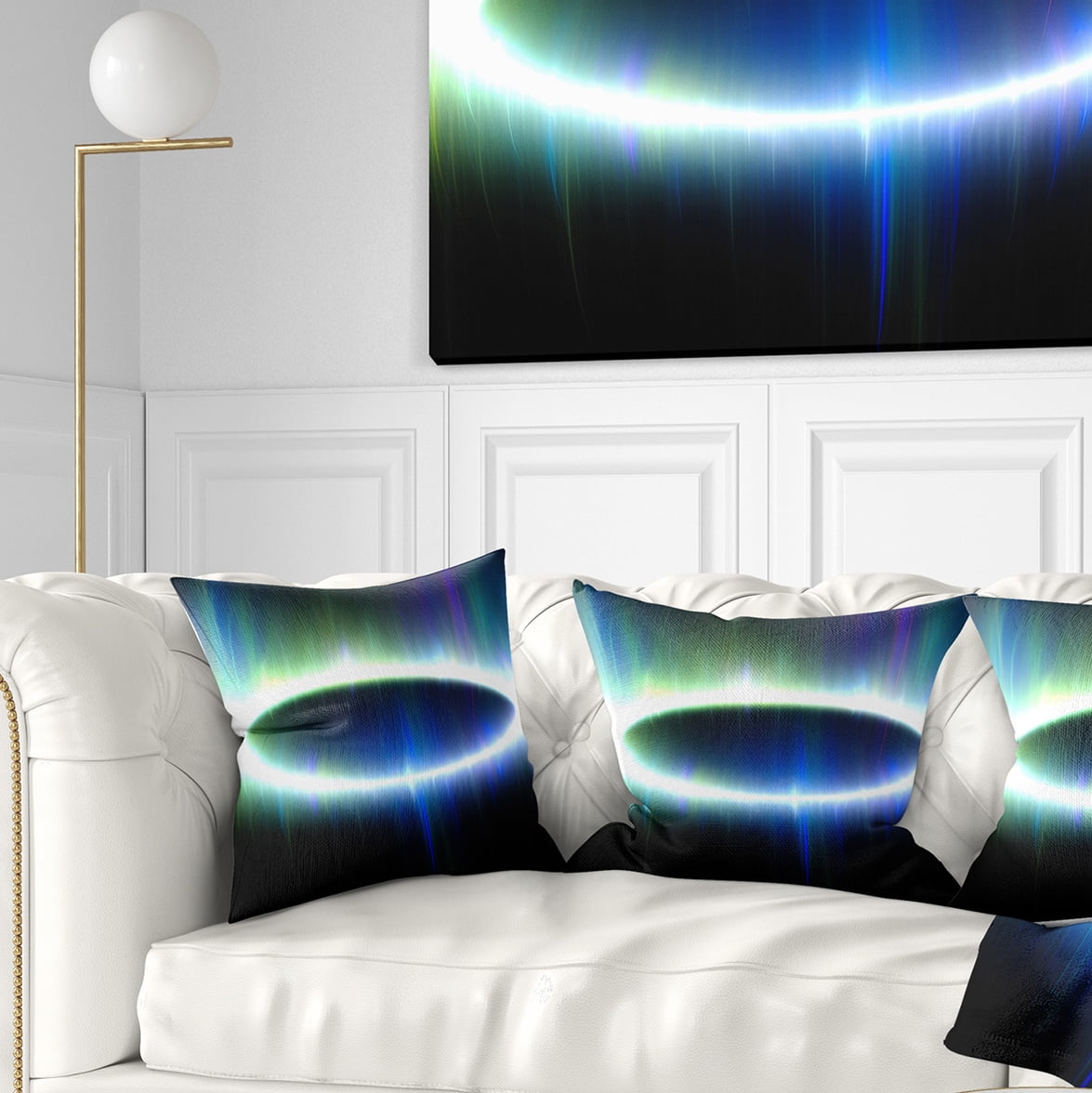 Designart Large Blue Oval Fractal Light - Abstract Throw Pillow - 16x16