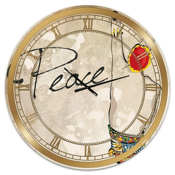 Designart Large Brown Analog Round Cottage Wall Clocks, CLM25463-C38