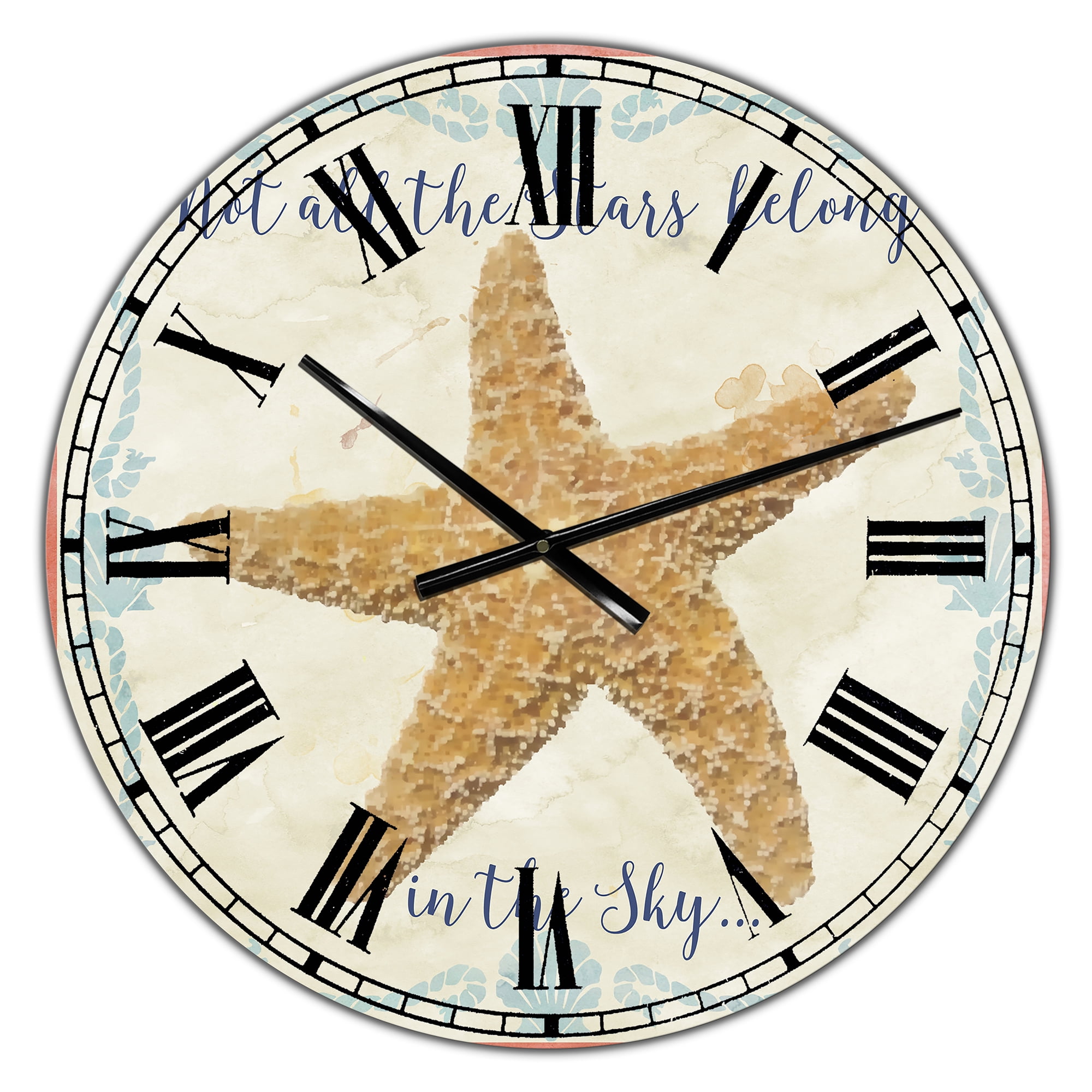 Designart Large Brown Analog Round Nautical,Coastal Wall Clocks, CLM25361-C23