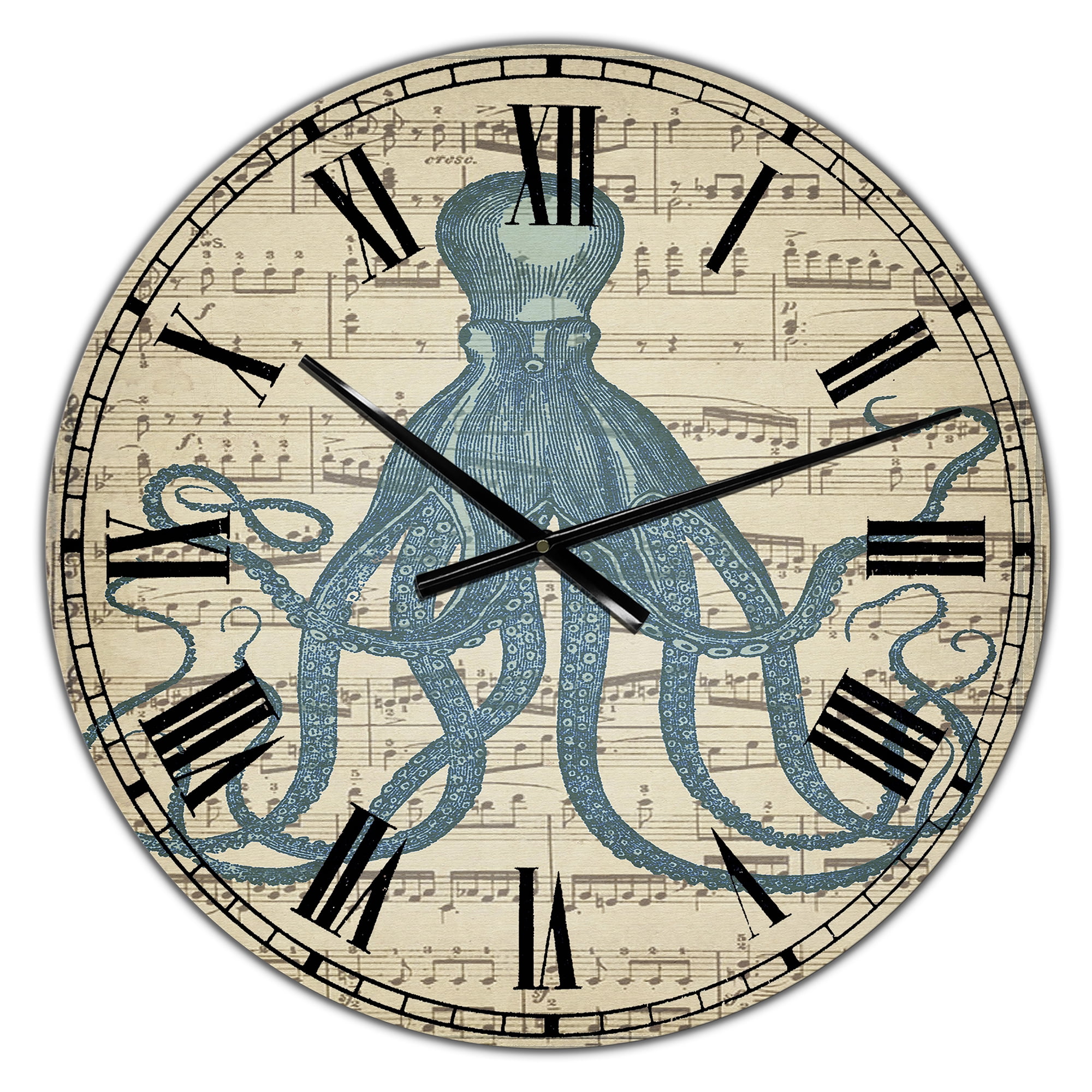 Designart Large Brown Analog Round Nautical,Coastal Wall Clocks, CLM25734-C23