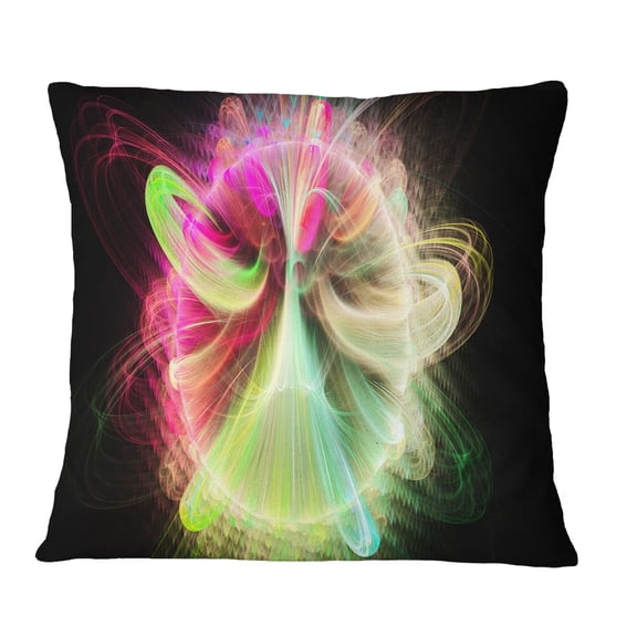 Designart Large Circle with Yellow Curves - Floral Throw Pillow - 16x16