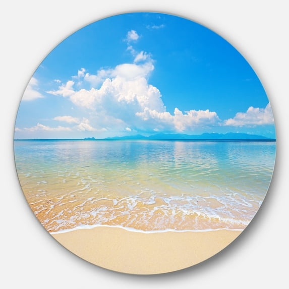 Designart 'Large Clouds Over Calm Beach' Metal Wall Art