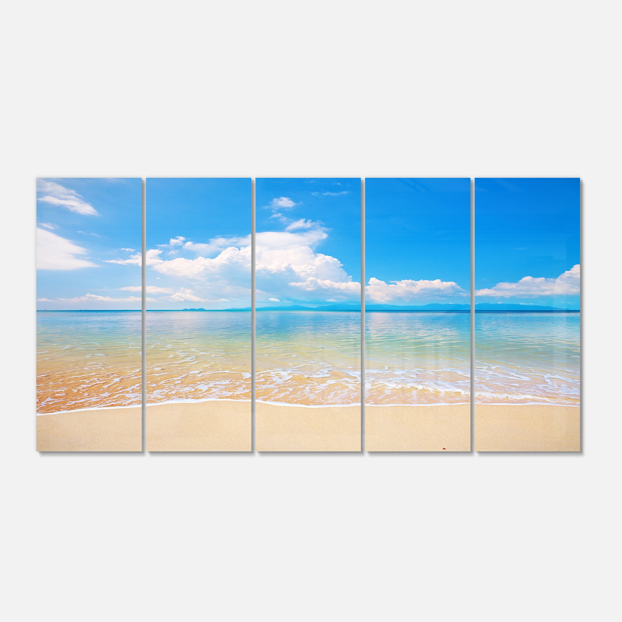 Designart 'Large Clouds Over Calm Beach' Metal Wall Art