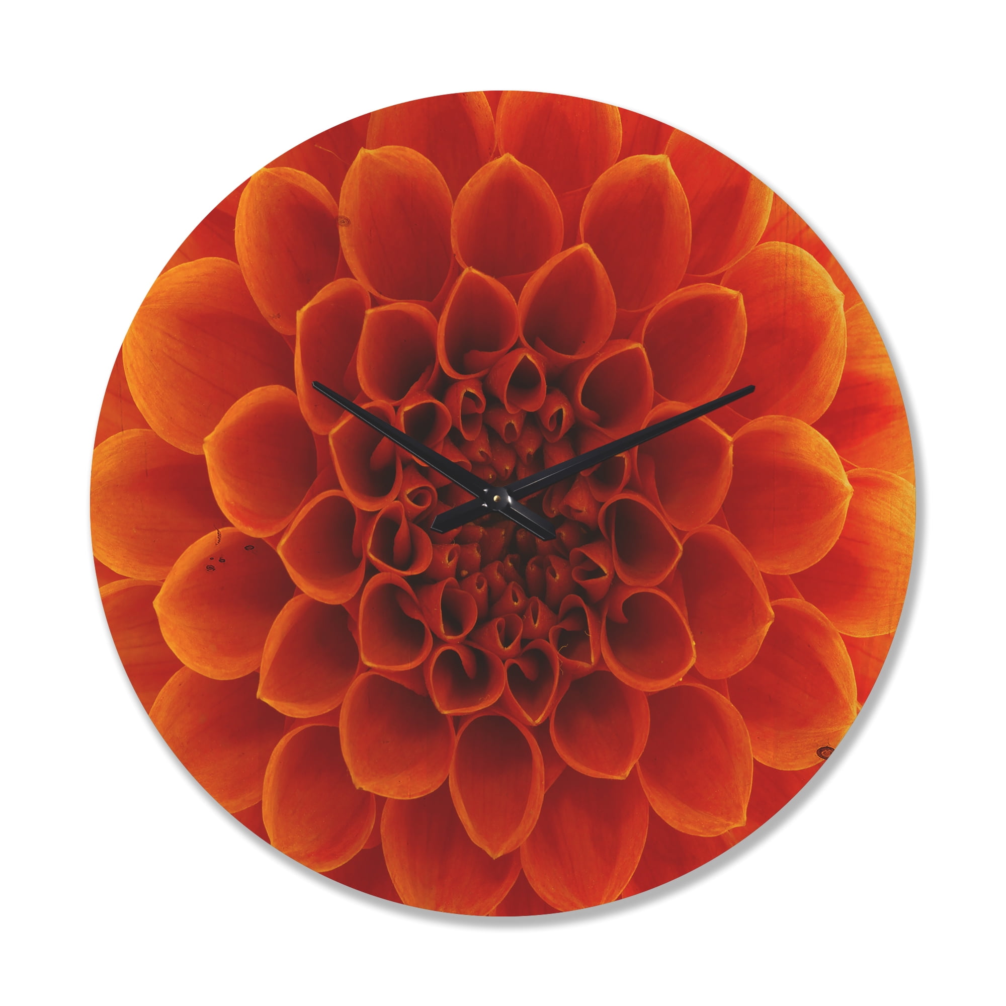Designart 'Large Dark Red Flower and Petals ' Modern Wood Wall Clock