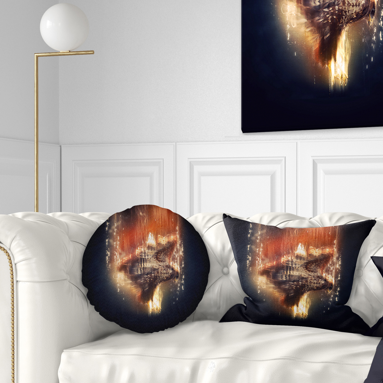 Designart Large Falcon in Flight - Animal Throw Pillow - 12x20