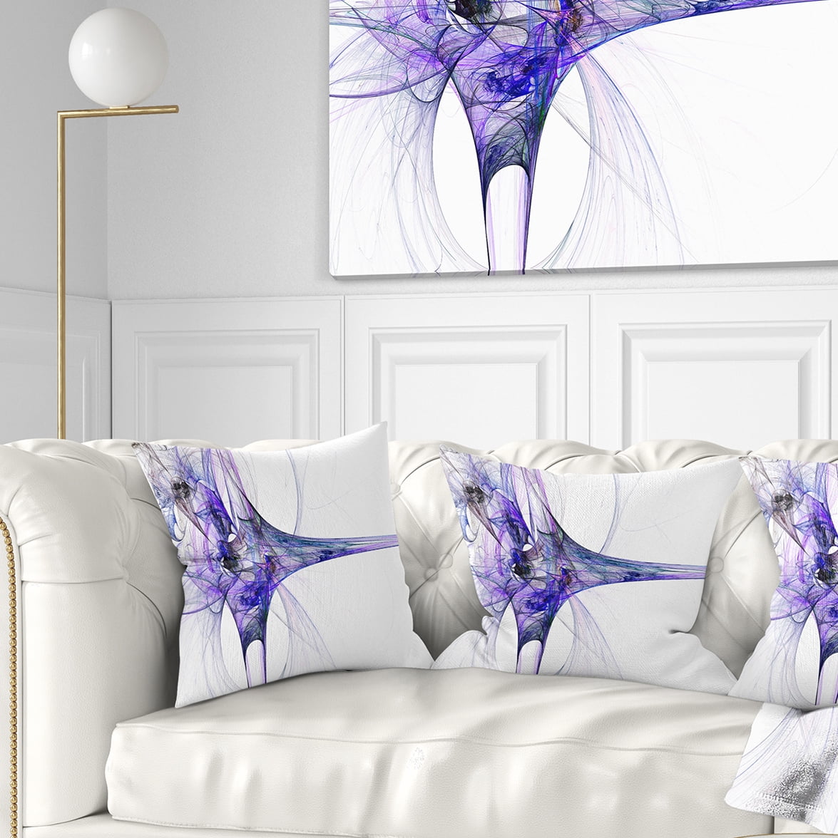 Designart Large Fractal Artwork Blue - Abstract Throw Pillow - 16x16