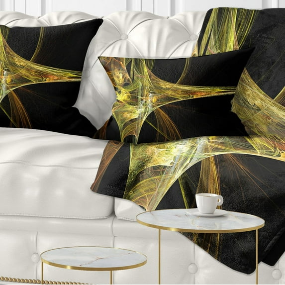 Designart Large Fractal Artwork Yellow - Abstract Throw Pillow - 12x20