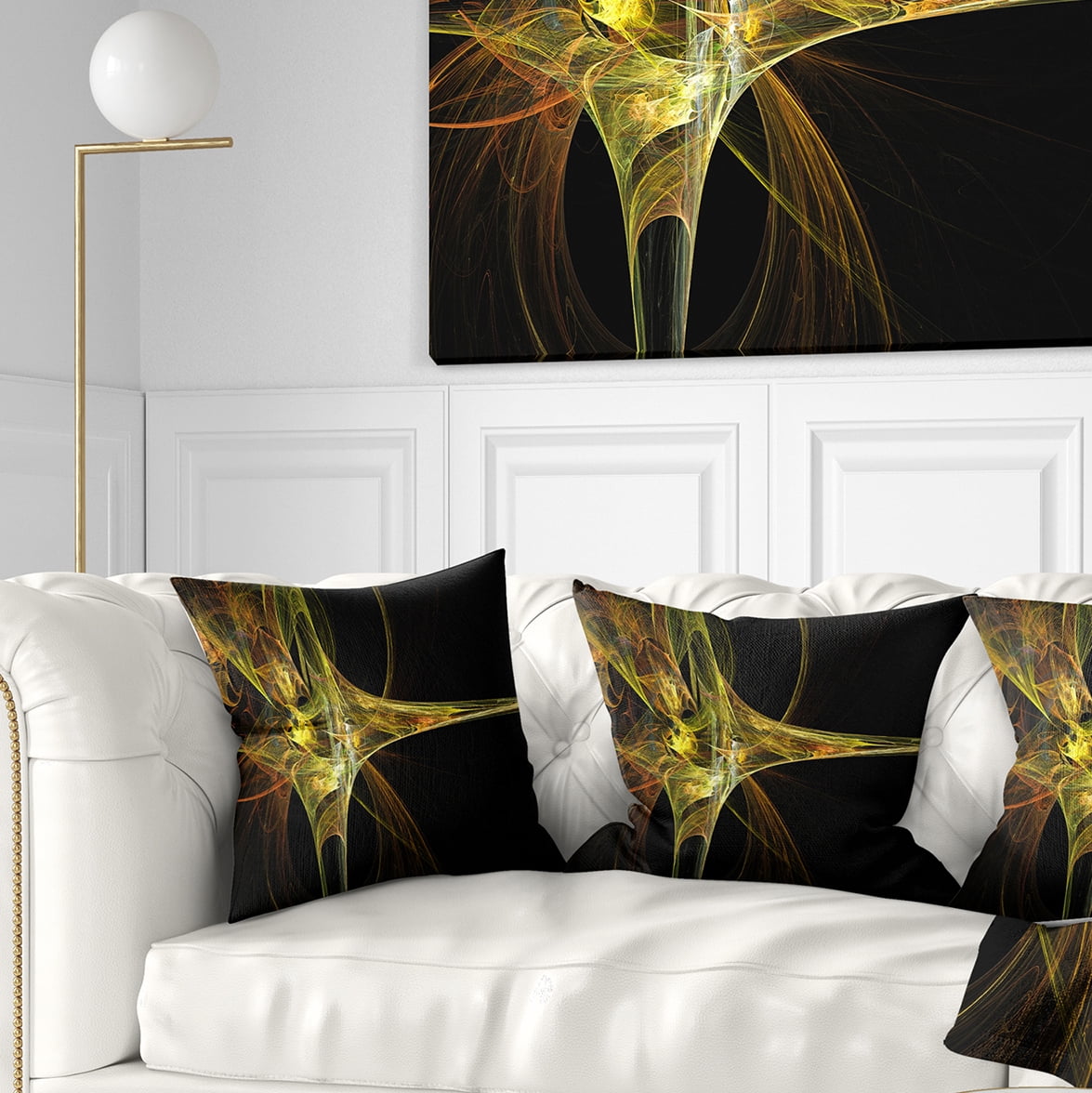 Designart Large Fractal Artwork Yellow - Abstract Throw Pillow - 18x18