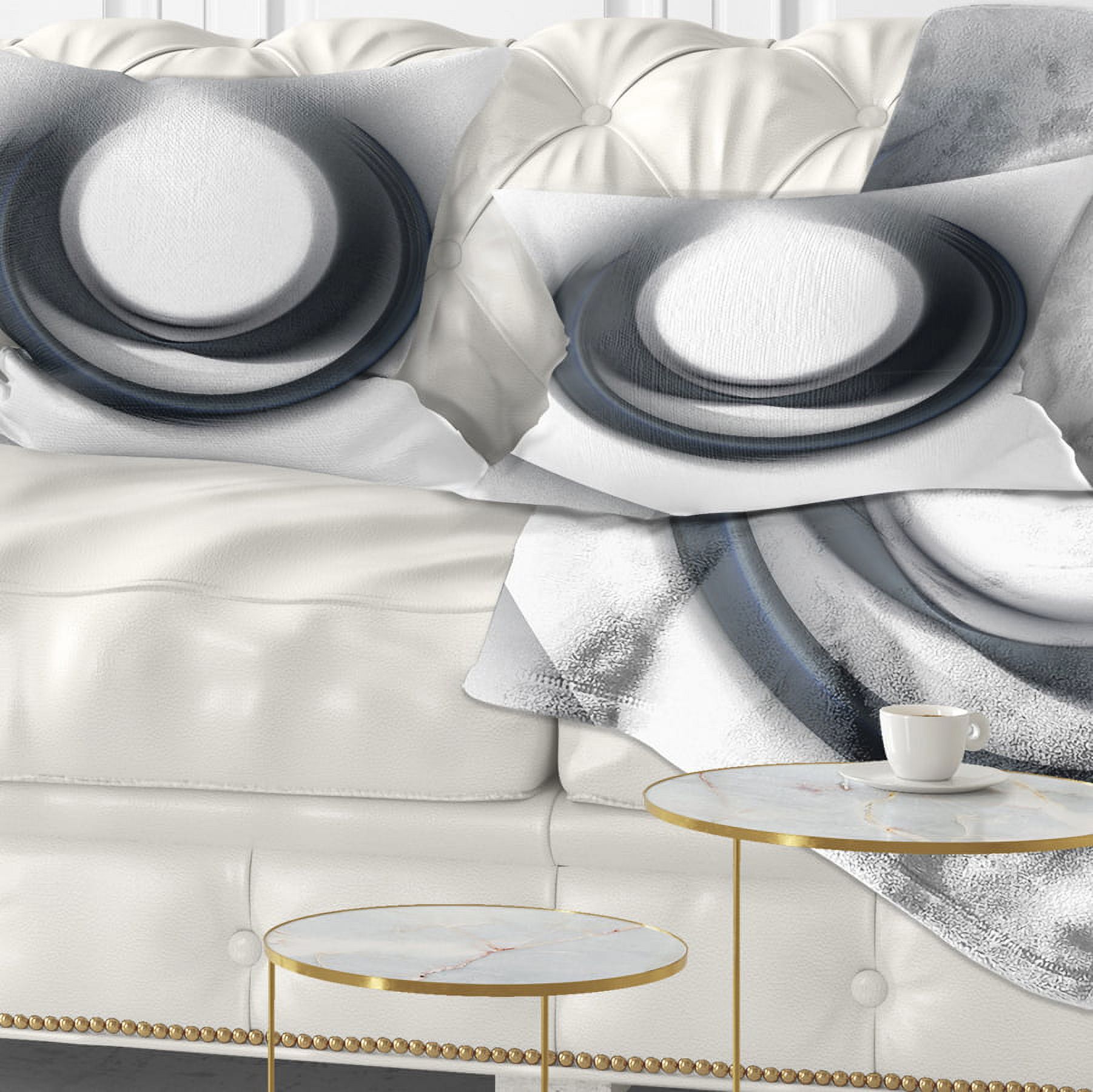Designart Large Fractal Black Circle on White - Abstract Throw Pillow - 12x20