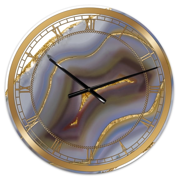 Designart Large Gold Analog Round Fashion Wall Clocks, CLM25711-C23