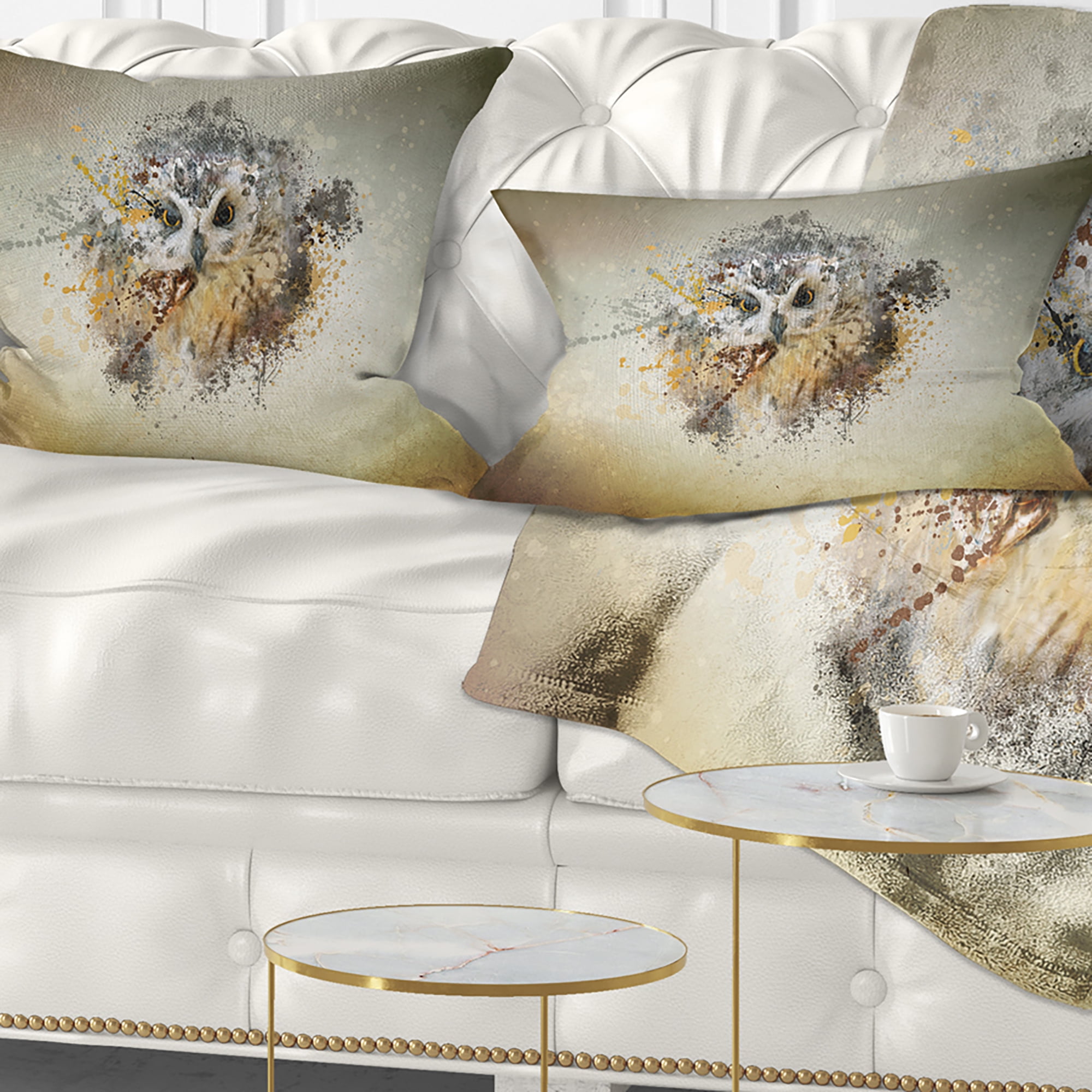 Designart Large Gracing Owl - Animal Throw Pillow - 12x20