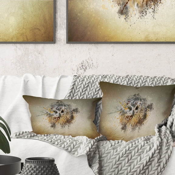 Designart Large Gracing Owl - Animal Throw Pillow - 18x18