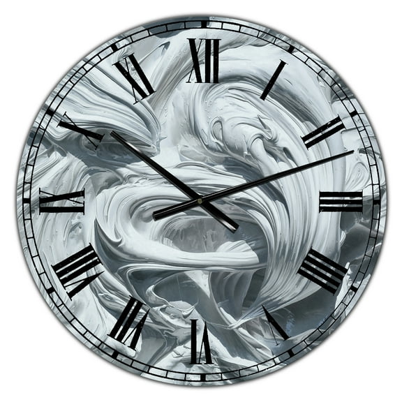 Designart Large Gray Analog Round Contemporary/Modern Wall Clocks, CLM25281-C23