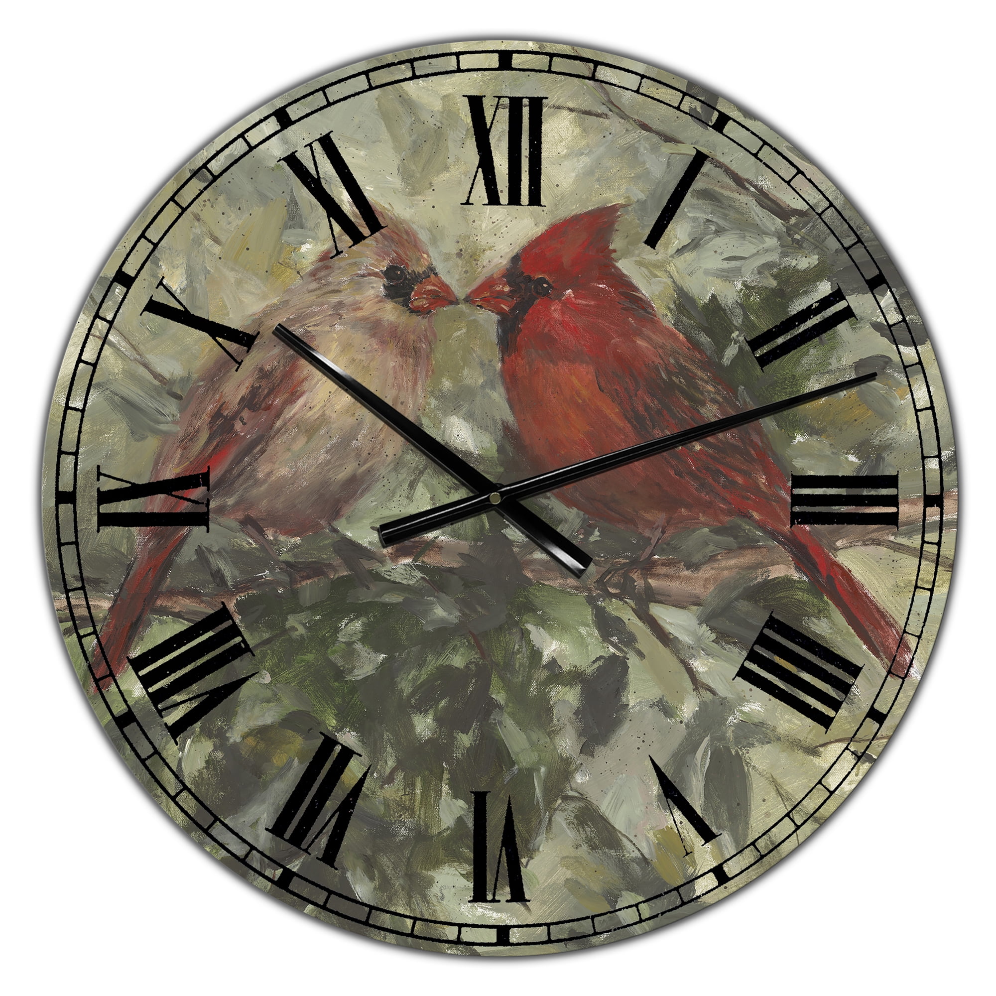 Designart Large Green Analog Round Cottage Wall Clocks, CLM25649-C23