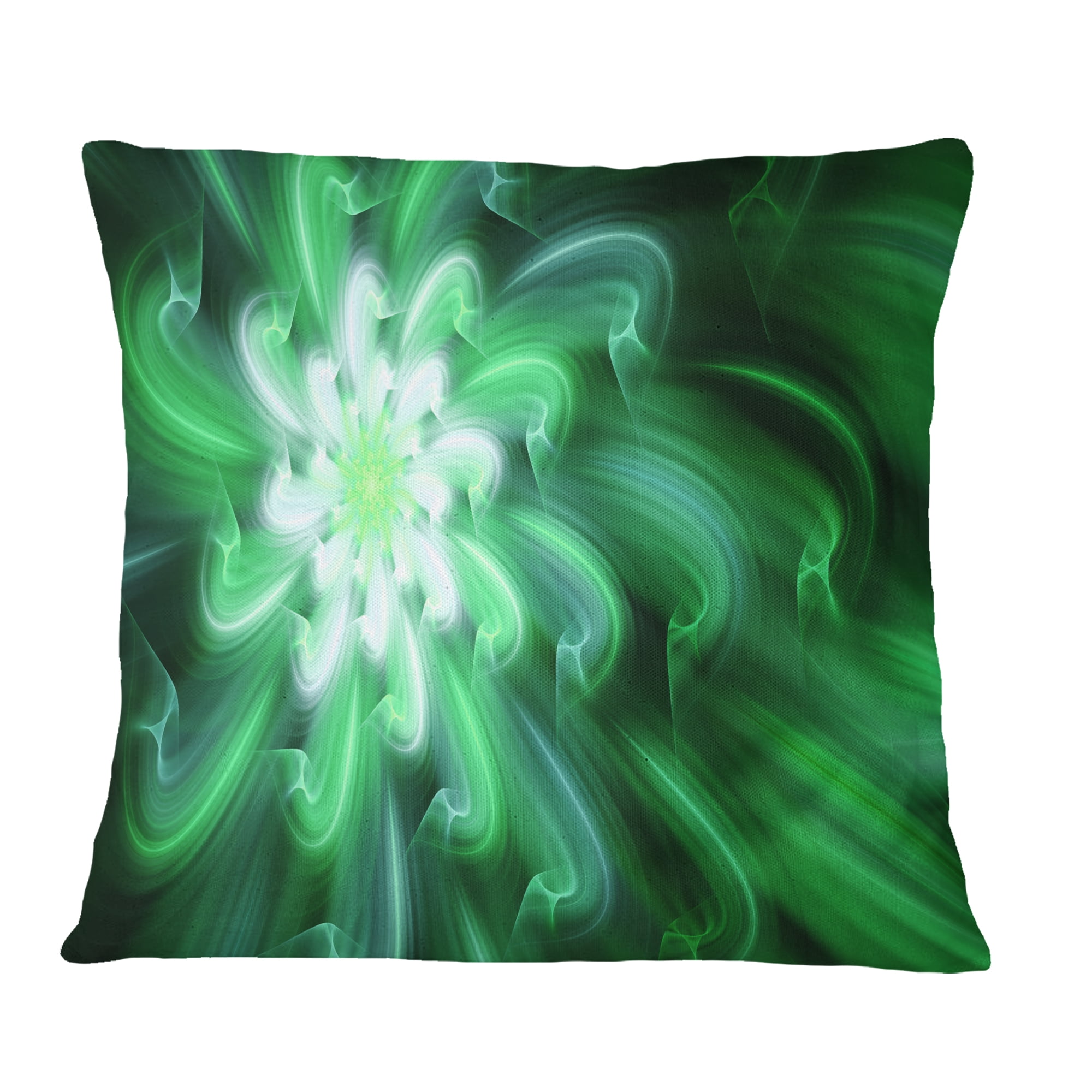 Designart Large Green Exotic Flower Petals - Floral Throw Pillow - 18x18