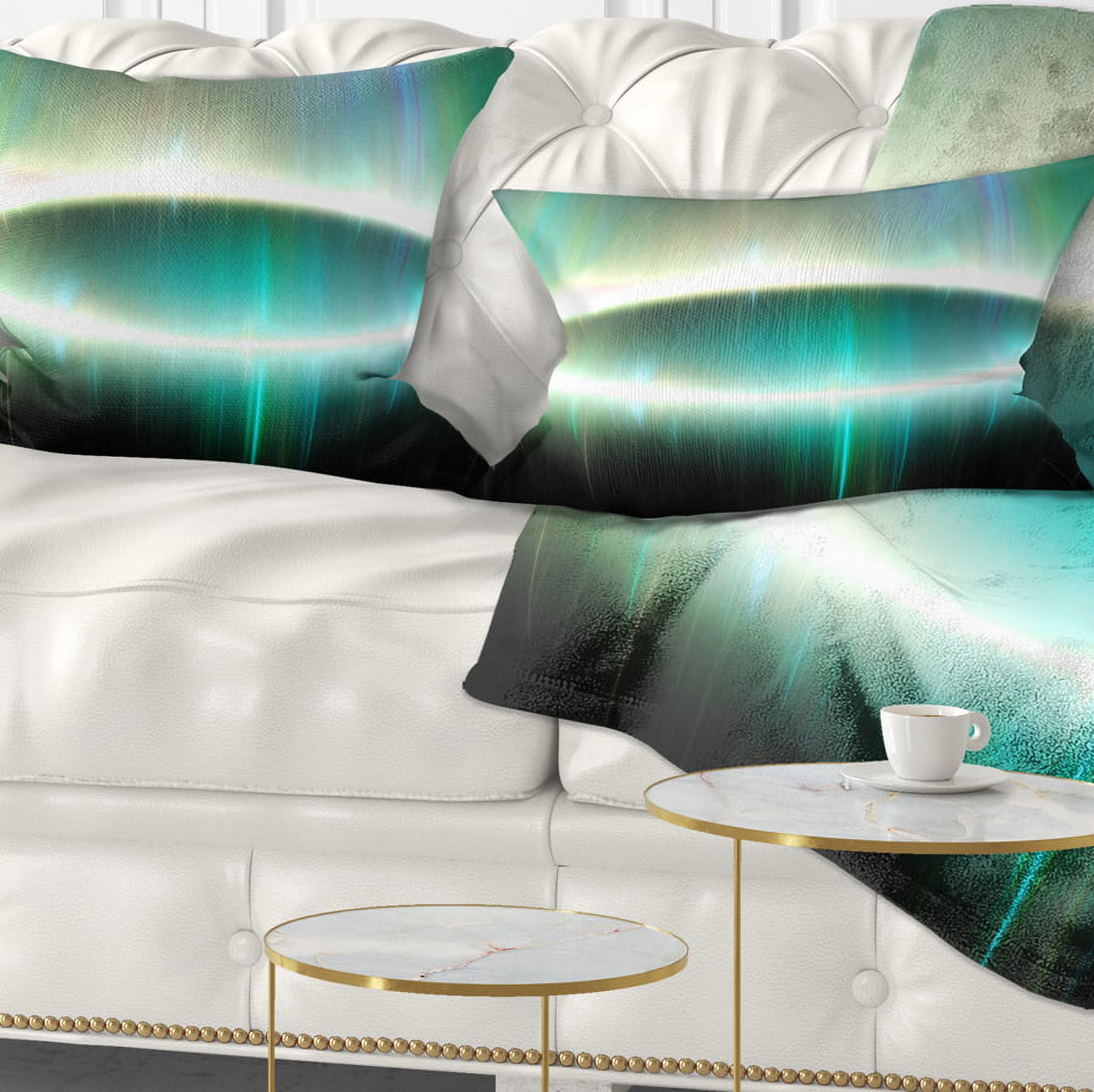 Designart Large Green Oval Fractal Light - Abstract Throw Pillow - 12x20