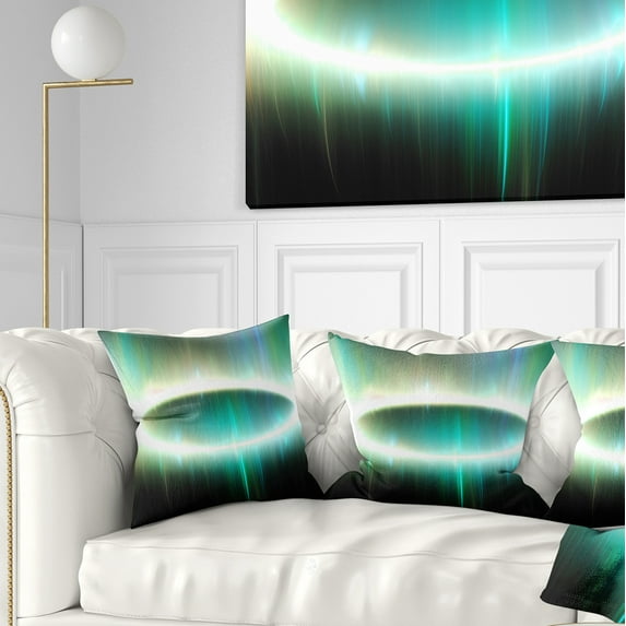 Designart Large Green Oval Fractal Light - Abstract Throw Pillow - 16x16