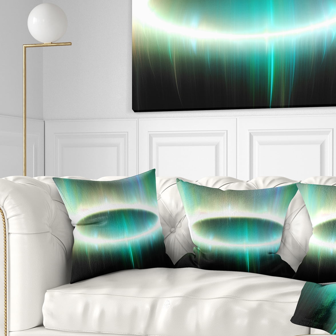 Designart Large Green Oval Fractal Light - Abstract Throw Pillow - 18x18