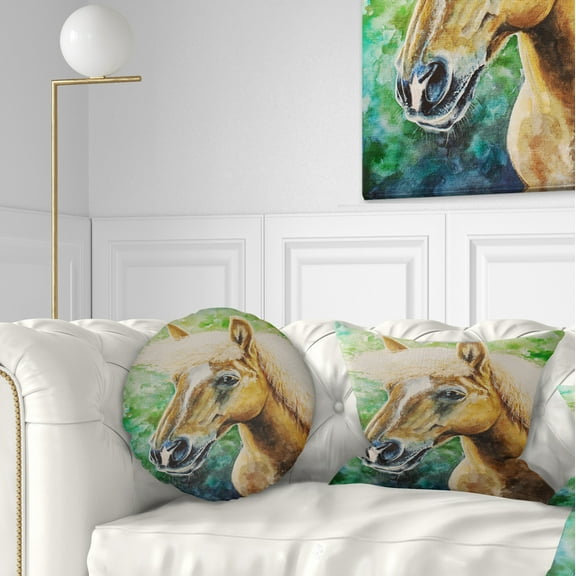 Designart Large Hafliner Horse - Abstract Throw Pillow - 12x20