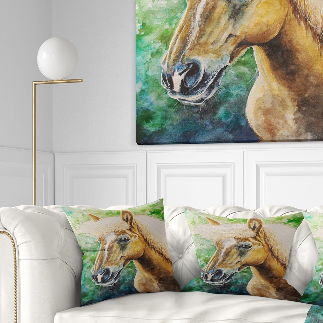 Designart Large Hafliner Horse - Abstract Throw Pillow - 18x18