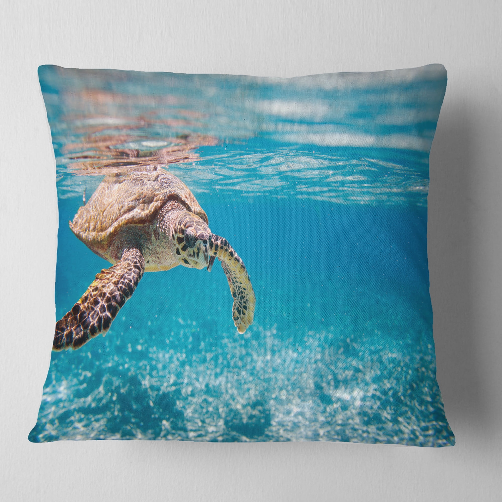 Designart Large Hawksbill Sea Turtle - Abstract Throw Pillow - 16x16