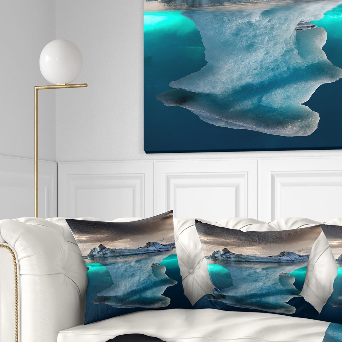 Designart Large Iceberg in Sea - Seascape Photography Throw Pillow - 16x16