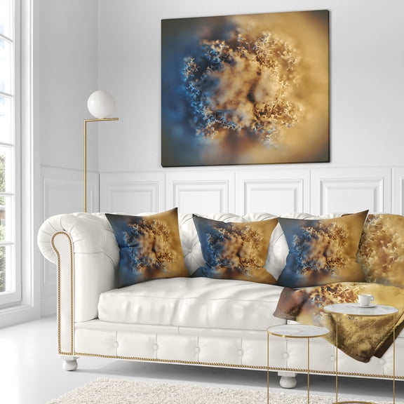 Designart Large Macro Prickly Texture Brown - Abstract Throw Pillow - 16x16